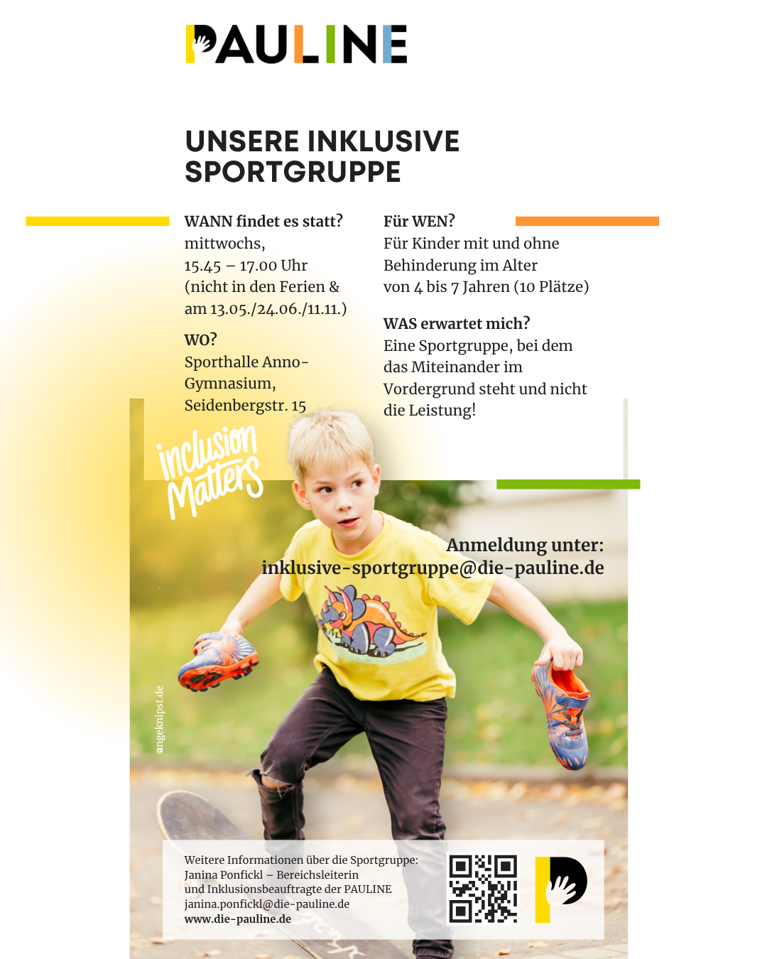 Jetzt kann man sich wieder f&uuml;r die inklusive Sportgruppe anmelden